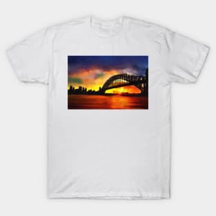 Sydney Harbour Australia Impressionist Sunset Art T-Shirt